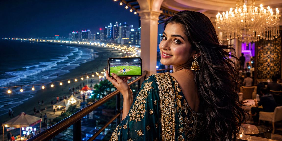 A fan enjoying cricket betting on the beach at Cox's Bazar